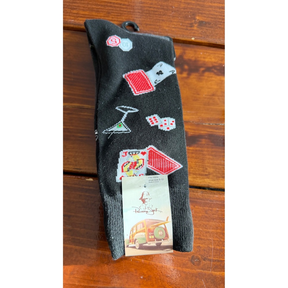 Panama Jack Socks Black Casino Dice Cards Martini Fun Dress Socks Size 6 12